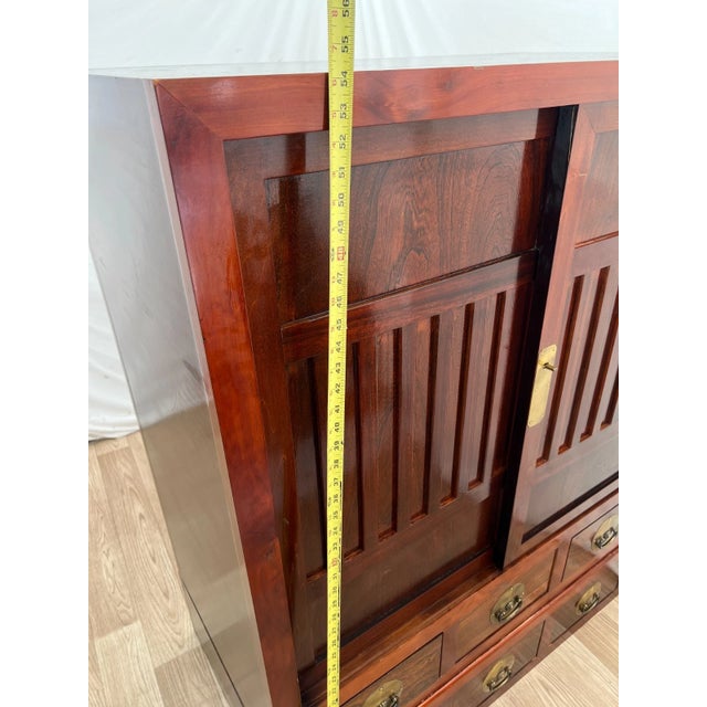 1990s Japanese Tansu Style Chest Cabinet Stacking Six Drawers Pull Out Armoire Shelf For Sale - Image 13 of 16