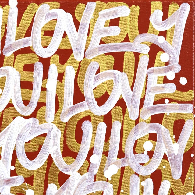 Textile Hidden Secrets - Original Text-Based Graffiti Abstract Acrylic and Spray Paint Painting by Amber Goldhammer For Sale - Image 7 of 9