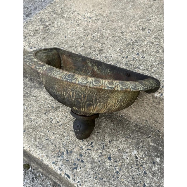 Neoclassical Style Cast Iron Wall Fountain Bowl Urn Lavabo Garden Planter Pot. Approx 30 lbs. Circa Late 20th Century....