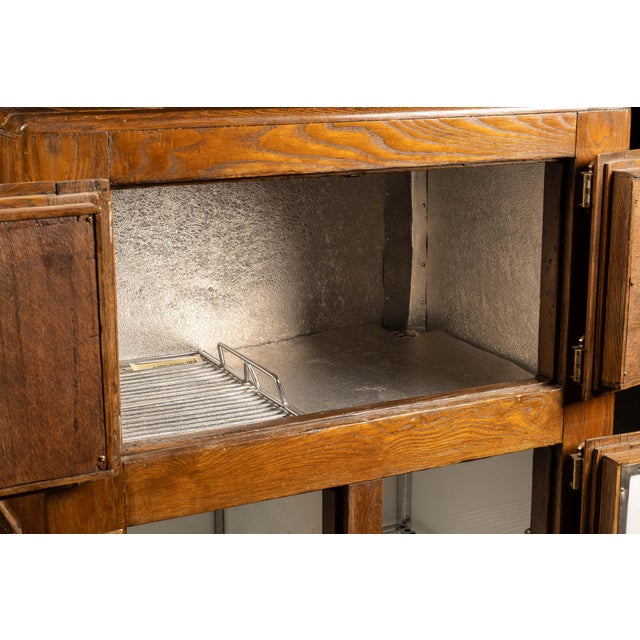 Chocolate Early 20th Century 4-Door Oak Ice Box For Sale - Image 8 of 11