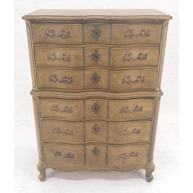 Pickled Solid Cherry Country French 6 Drawers High Chest Boy Dresser MINT! For Sale - Image 10 of 16