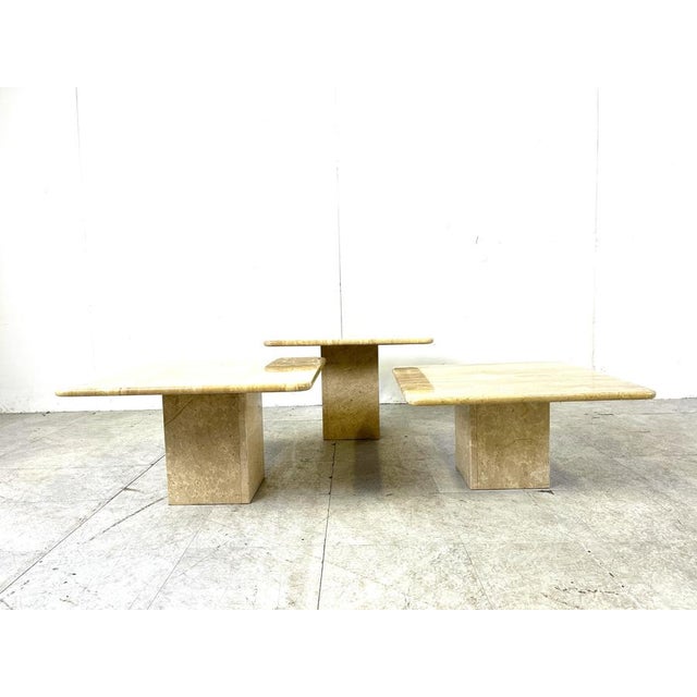 Vintage Travertine Nesting or Side Tables, 1970s, Set of 3 For Sale - Image 4 of 12