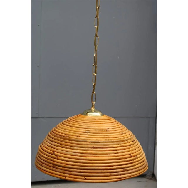 Bamboo and Brass Pendant Lamps, 1950s, Set of 2 For Sale - Image 10 of 13