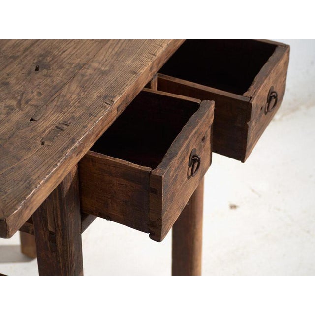 Antique Elm Console Table For Sale - Image 6 of 12