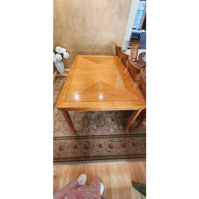 Mid-Century Modern Hickory White Co. Biedermeier Style Genesis Dining Set, Includes Table ( 1Leaf Extension) and Pads) With Six Chairs $4500 For Sale - Image 3 of 11