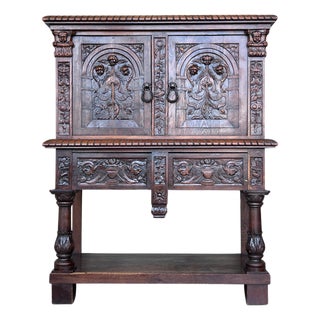 19th Century Dutch Hand Carved Renaissance Raised Cabinet For Sale