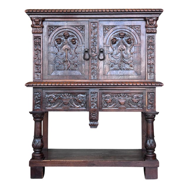 19th Century Dutch Hand Carved Renaissance Raised Cabinet For Sale