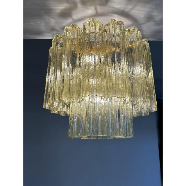 Italian Clear Amber Tronchi Murano Glass Flush Mount by Simoeng for Simoeng For Sale - Image 6 of 7