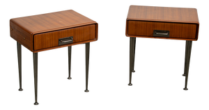Italian Nightstands in Teak with Brass Details. 1970s, Set of 2