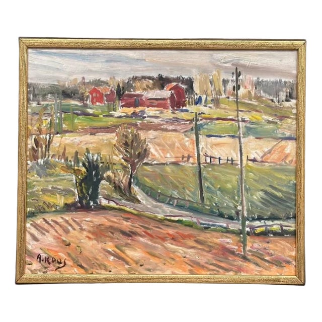 Alexander Roos, Landscape, 1950s, Oil Painting on Panel, Framed For Sale