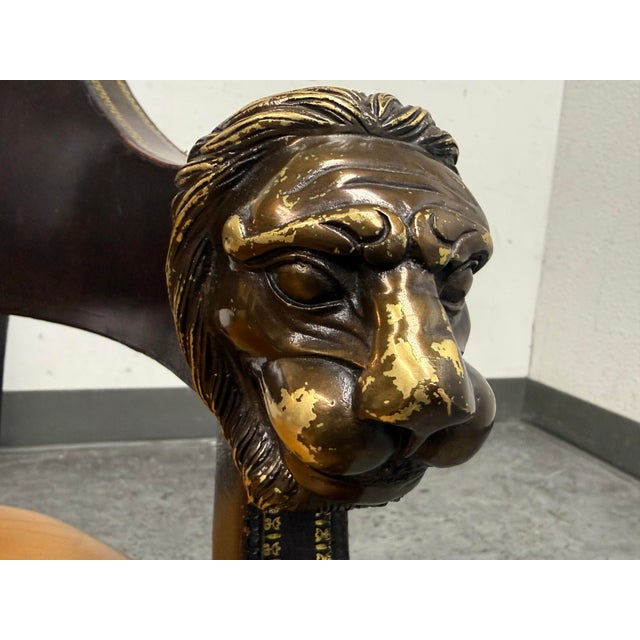 Maitland-Smith Neoclassical Lion Head Armchair + Casters For Sale - Image 9 of 12