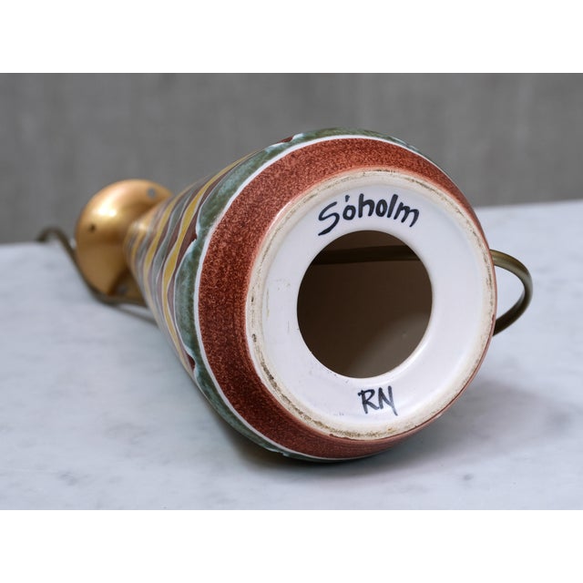 Vintage Ceramic Table Lamp with Zig Zag Pattern by Rigmor Nielsen for Søholm, Denmark, 1960s For Sale - Image 9 of 10