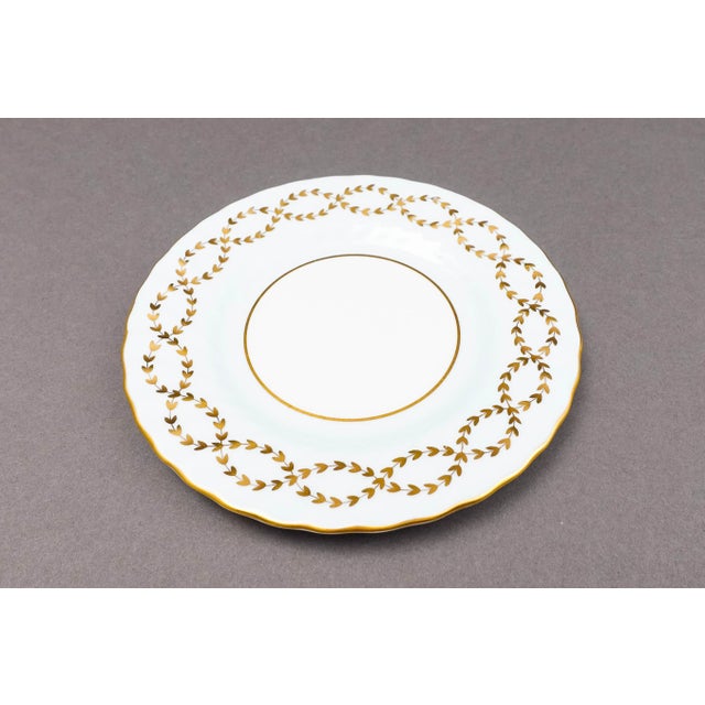 Minton Late 20th Century Minton England Tiffany S600 Gold Laurel Light Blue Bread & Butter Plates- Set of 6 For Sale - Image 4 of 6