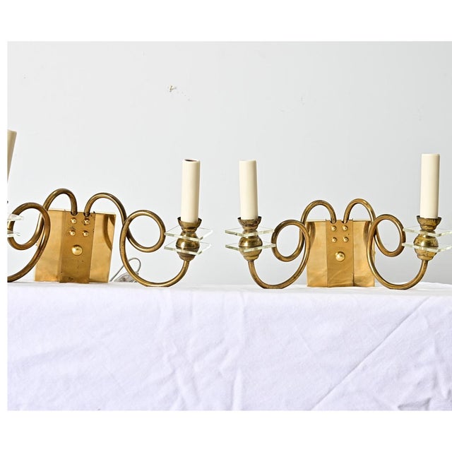 Vintage French Brass & Glass - a Pair For Sale - Image 10 of 14