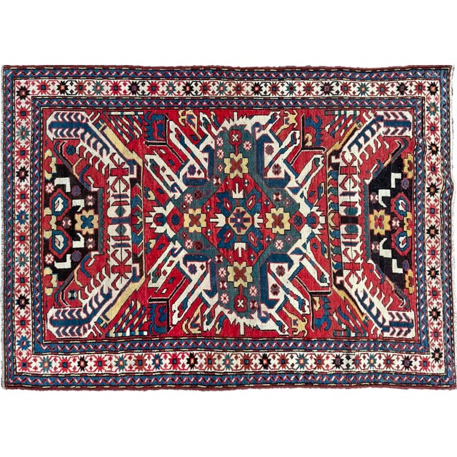 Antique Adler Kazak Rug – Rare "Mustache" Design Late 19th to Early 20th Century (c. 1890–1920) Offered here is a highly...