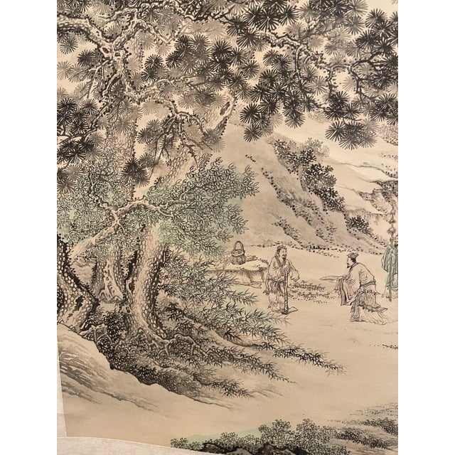 Japanese Japanese Scroll Hand Painting in Black Ink of a Landscape, Early 20th Century For Sale - Image 3 of 11