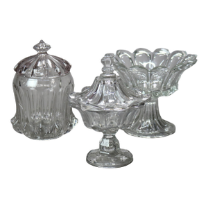 19th Century Antique Pressed Glass Pieces- 3 Pieces