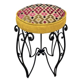 Art Deco Style Wrought Iron Ottoman, 1950s For Sale