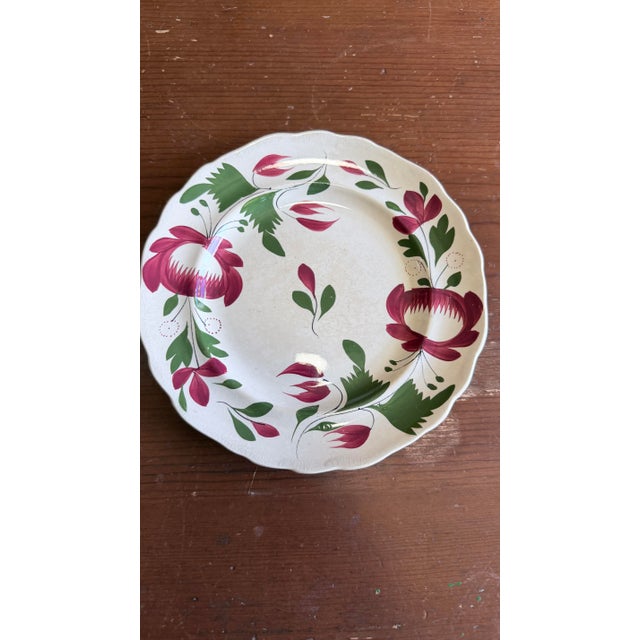A Very Nice Pair of Antique Staffordshire Early Adam’s Rose Plates, Circa 1830 For Sale - Image 6 of 11