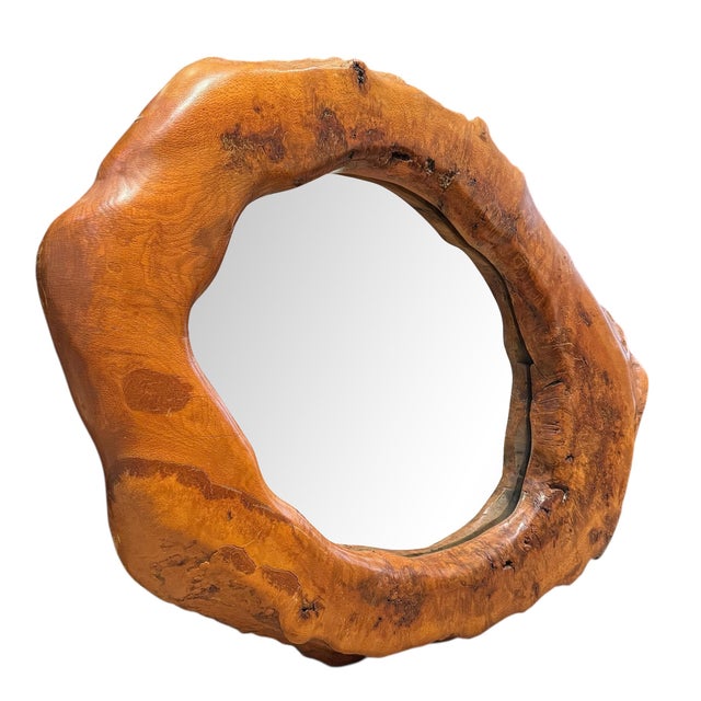 Large Burl Framed Mirror For Sale - Image 4 of 12