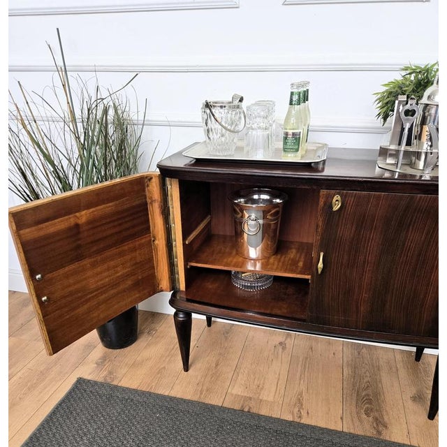 Mid-Century Art Deco Italian Walnut Burl and Mirror Mosaic Dry Bar Cabinet by Paolo Buffa, 1950s For Sale - Image 6 of 10