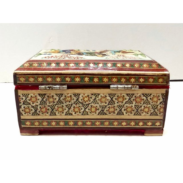 Vintage Persian Khatam Handcrafted Inlaid Wooden Micro Jewelry Trinket Box For Sale - Image 11 of 12