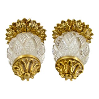 Sherle Wagner Pair of Pineapple With Cut Crystal Cabinet & Drawer Knobs For Sale