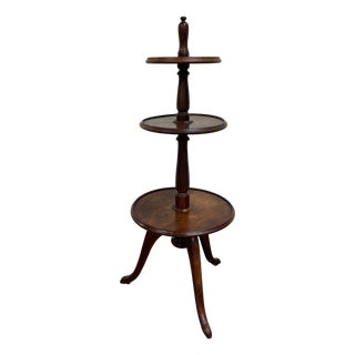 Antique Victorian or George III Walnut Tripod Revolving Display Stand Dumbwaiter For Sale