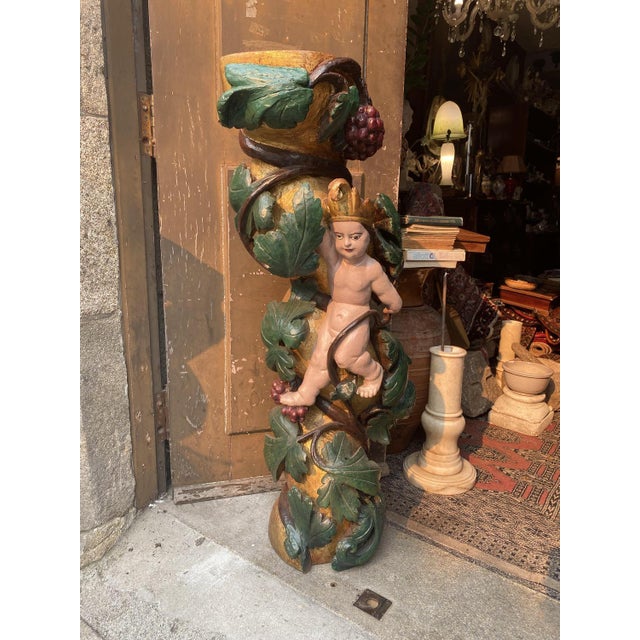 Antique Gilded Wooden Column, 1800s For Sale - Image 14 of 18