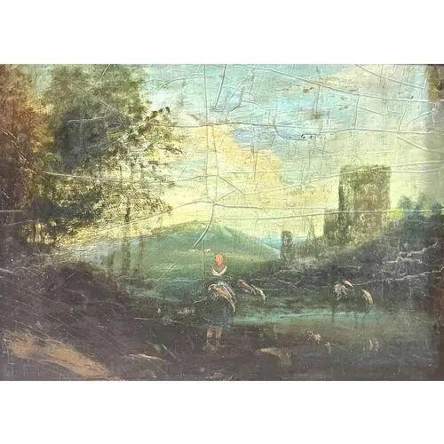 English Antique Castle & Loch Scene Oil Painting For Sale - Image 3 of 5