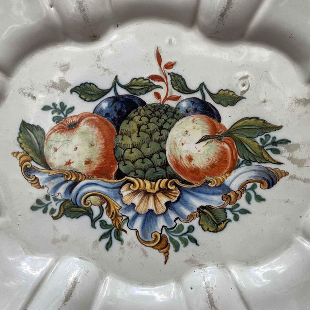 A large Antonibon majolica plate with a fruit decoration, circa 1750, in excellent condition. It is oval in shape with...