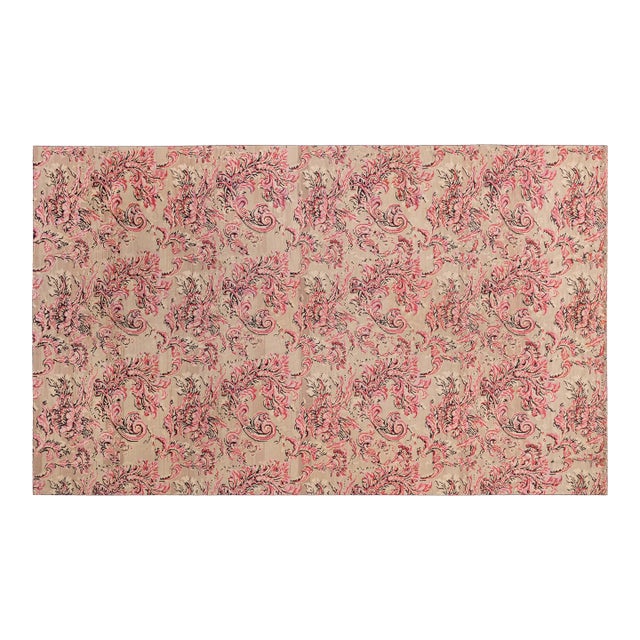 Vintage Bessarabian Flat-Weave Wool Rug  Vibrant Rococo Revival with Pixelated Charm For Sale