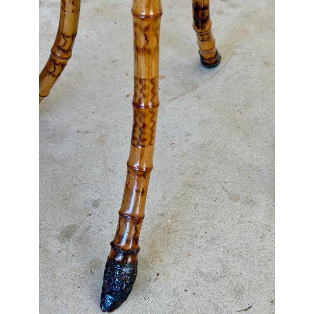 Pair of Victorian Scorched Bamboo Plant Stands With Bamboo Root Feet For Sale - Image 9 of 12