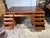 19th Century Large Size Antique English Geogra Style Oak Leather Top Double Pedestal Partner Executive Desk For Sale - Image 14 of 18