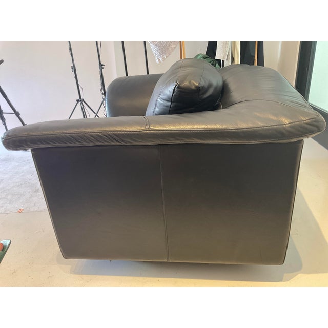 Late 20th Century Vintage Natuzzi Black Leather Sofa Chair Chairish