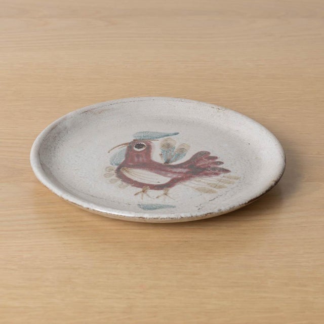 1960s French Ceramic Painted Rooster Plate by Gustave Reynaud For Sale - Image 4 of 8