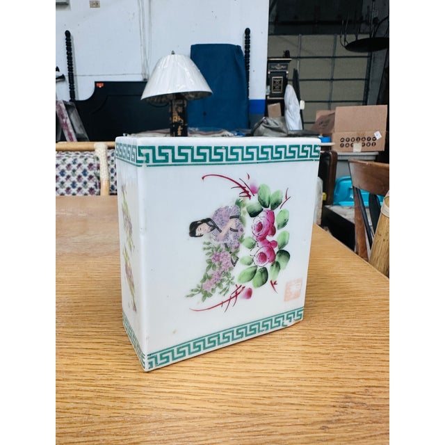 1950s Vintage Chinese Incense Burner Porcelain Holder For Sale - Image 5 of 12