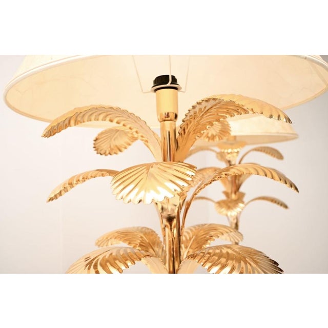 Cream Vintage Italian Brass Palm Tree Floor Lamps, 1970, Set of 2 For Sale - Image 8 of 11