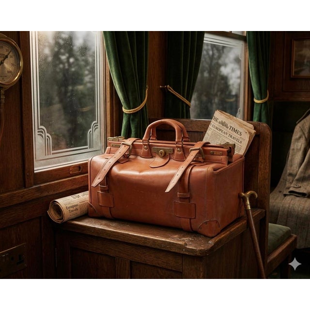 Swaine & Adeney Vintage English Cognac Leather Gladstone Travel Bag – Royal Warrant, Keys & Brass Hardware For Sale - Image 10 of 10