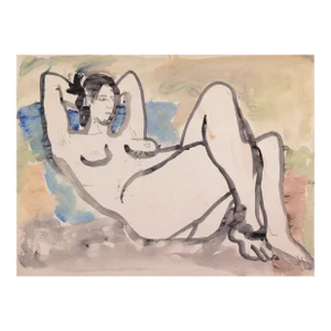 'Reclining Nude' by Janet Ament De La Roche, Académie Grande Chaumière, Musee d'Art Moderne, Los Angeles County Museum of Art, San Francisco