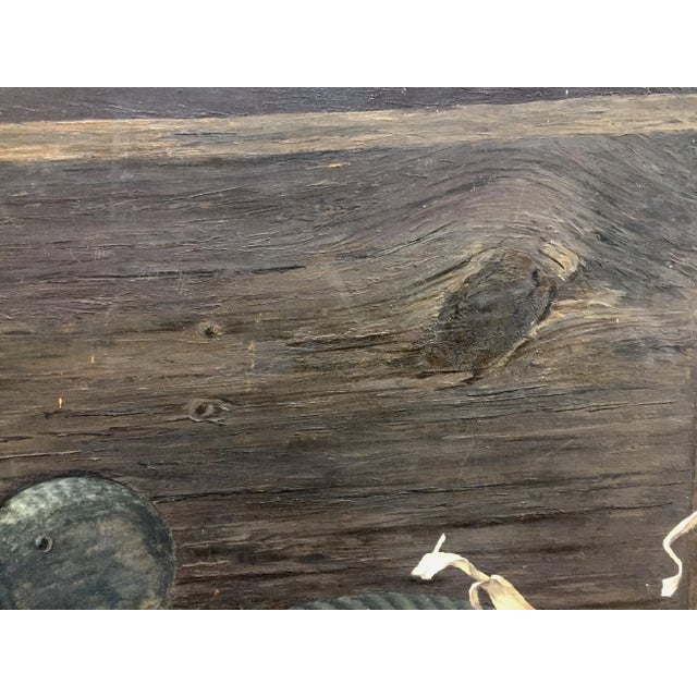 Gray Original Vintage Still Life Painting With Corn & Duck For Sale - Image 8 of 8