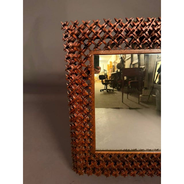 American Early 20th Century Folk/Tramp Art Mirror Frame, Circa 1920s For Sale - Image 4 of 10
