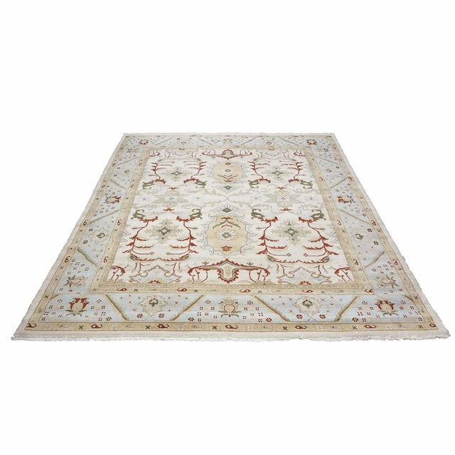 Afghan Sultanabad Masters Wool 9 x 8 Ivory, Taupe, Light Blue & Rust Handmade Area Rug #9902705