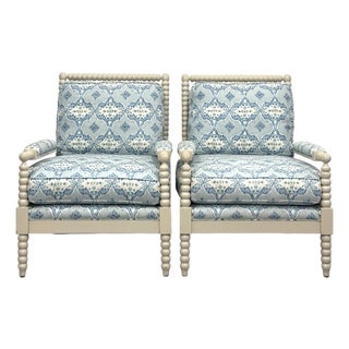 Vintage Coastal Spindle Lounge Chairs - Pair For Sale