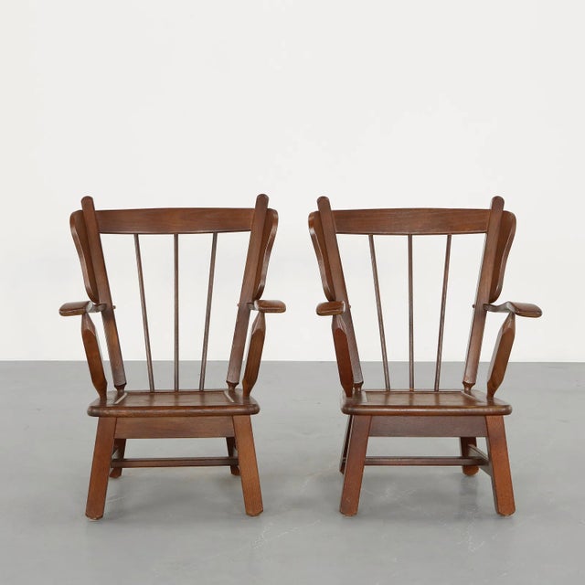 Mid 20th Century 1950s Modernist Windsor Armchairs in the Style of Herman De Vries - Pair For Sale - Image 5 of 17