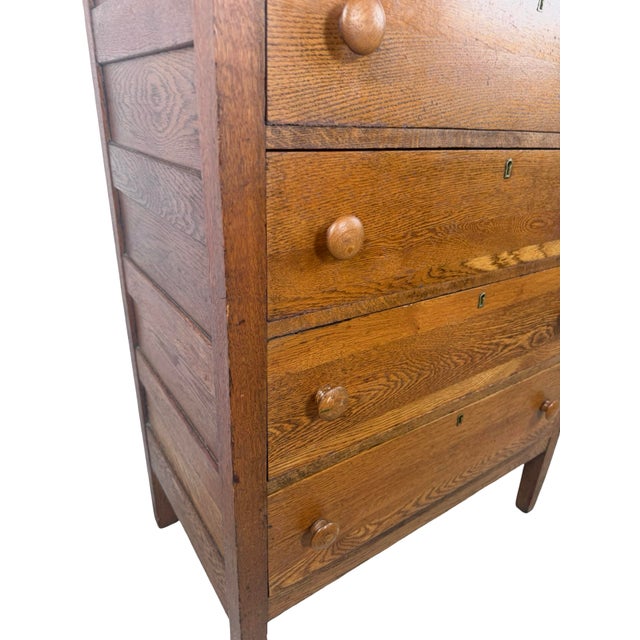 Early 20th Century Oak Five-Drawer Tall Chest of Drawers For Sale - Image 17 of 17