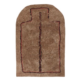Vintage Felted Rug in Brown With Geometric Pattern by Rug & Kilim For Sale
