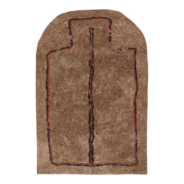 Vintage Felted Rug in Brown With Geometric Pattern by Rug & Kilim For Sale