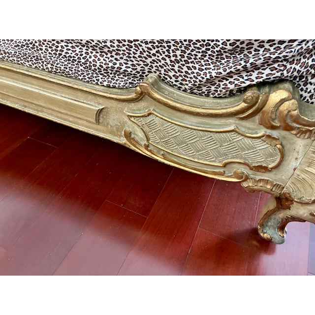 Vintage Italian Carved Painted Bed Frame Tufted Headboard Footboard Rails For Sale - Image 14 of 17