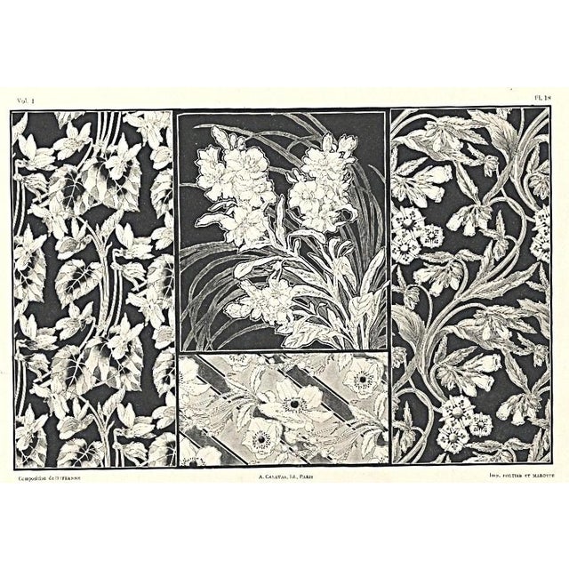 Maurice Dufrène 1900 Antique French Art Nouveau Floral Design Lithograph by Maurice Dufrene For Sale - Image 4 of 4